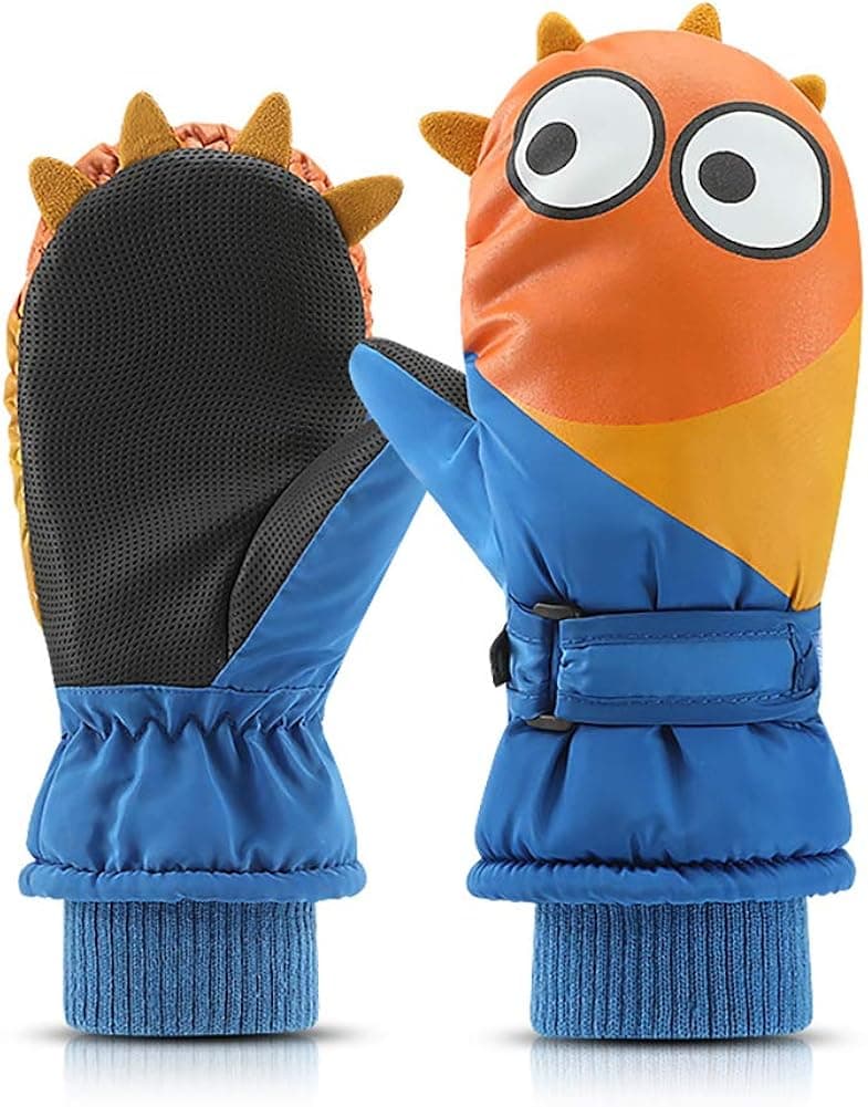 BIERDORF Kids Mittens Waterproof Non-Slip Plus Velvet Kids Winter Gloves (6-12 Years)
