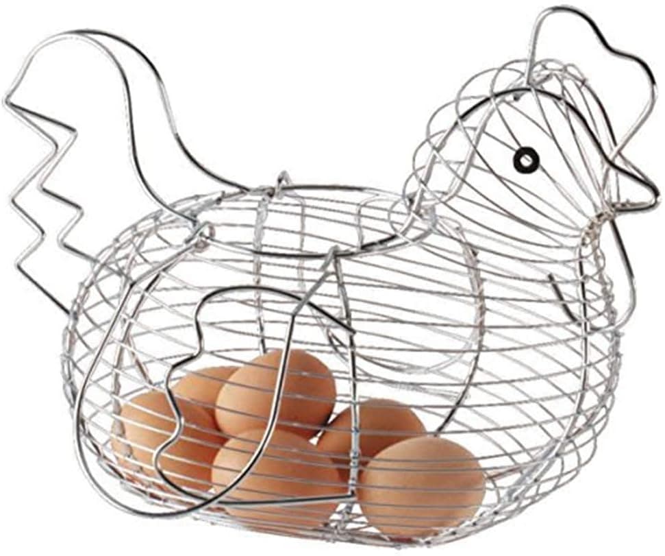 Chicken Shaped Egg Holder Metal Wire Fruit Basket Table Top Snacks Organizer Kitchen Gadget