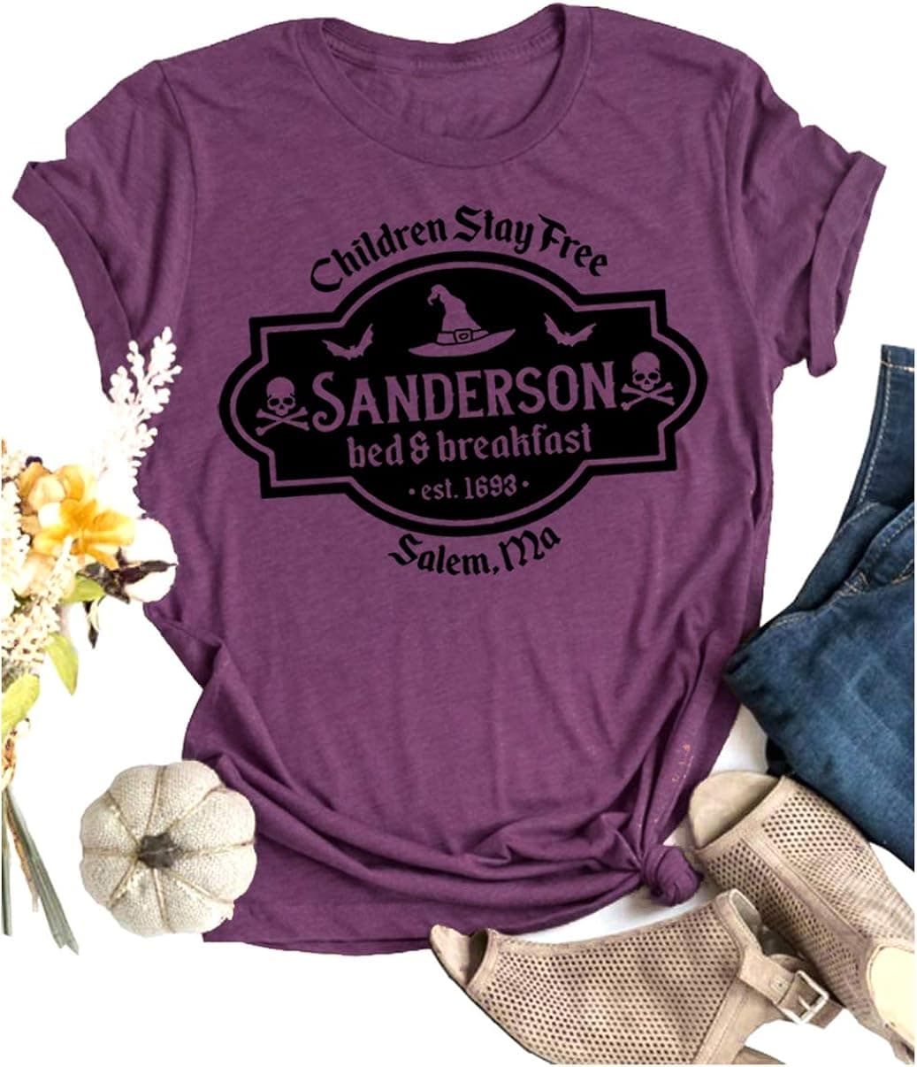 Halloween T Shirt Sanderson Sisters Bed and Breakfast Funny Letter Print Women Short Sleeve Graphic Tees Tops