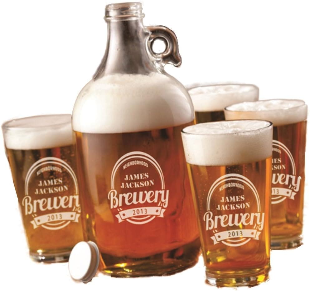 Personalized Brewery Growler Set - White - Improvements