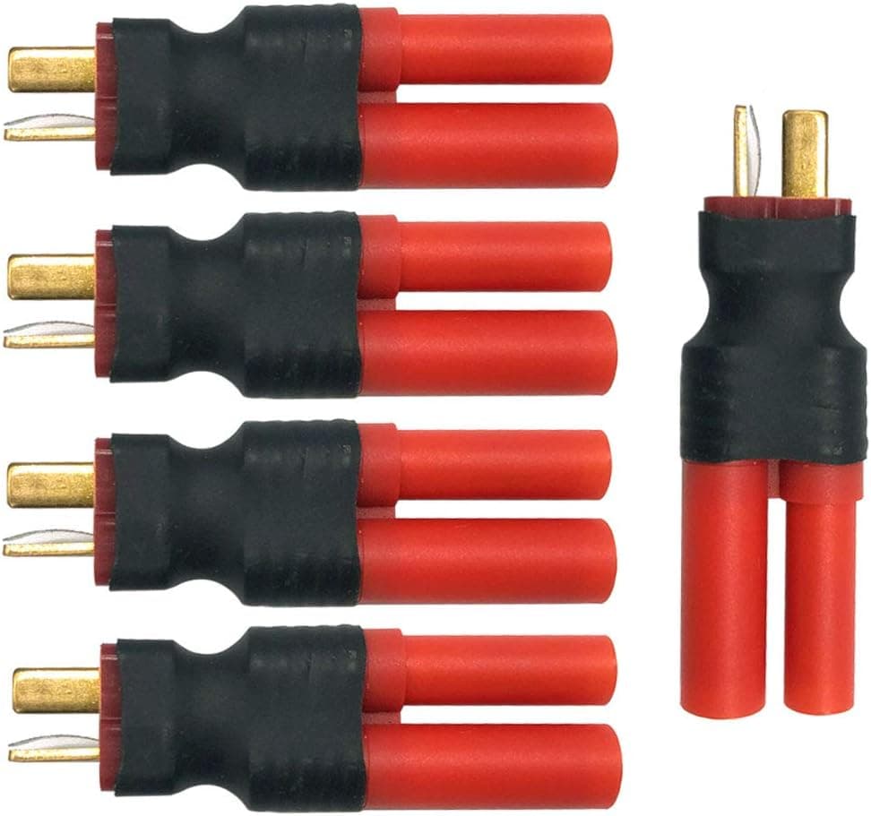 FLY RC 5pcs Deans T Male to HXT 4mm Connector No Wires RC LiPo Battery Connector Adapters for Redcat RC Cars Trucks Crawlers Buggies
