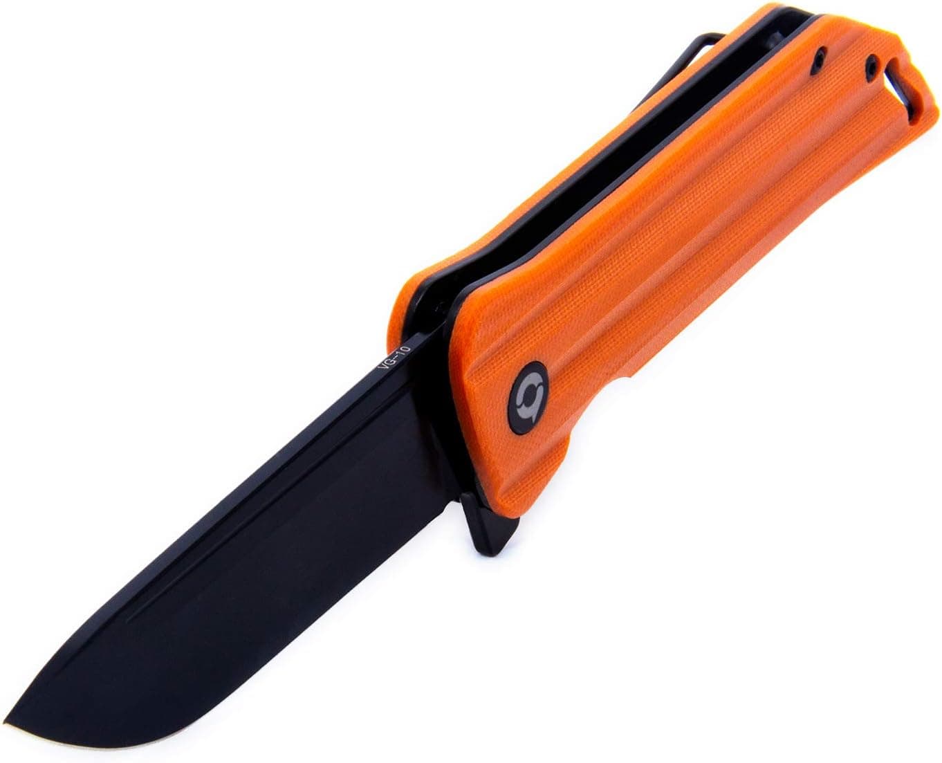 Yobotool The Meg EDC Folding Pocket Knife with Clip - Tactical Folding Blade with G10 Handle - Pocket Utility Tool Camping, Everyday Carry, V10 Cutting Core, Ball Bearing (Orange)