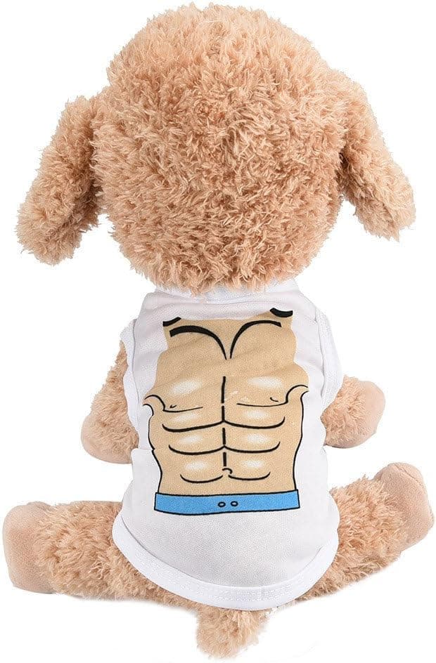 Wakeu Dog Clothes Puppy Vest Muscle Bikini Pattern T-Shirt Pet Summer Apparel for Small Dog Boy Girl (XS, Muscle Printing)
