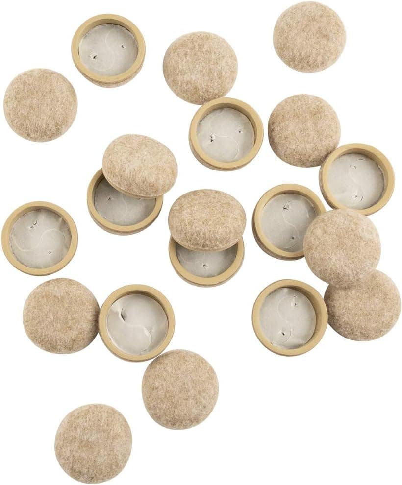 Super Sliders Secure Grip Formed Felt Movers for Furniture to Protect Hard Surfaces, 1.25", Beige (20 Pack)
