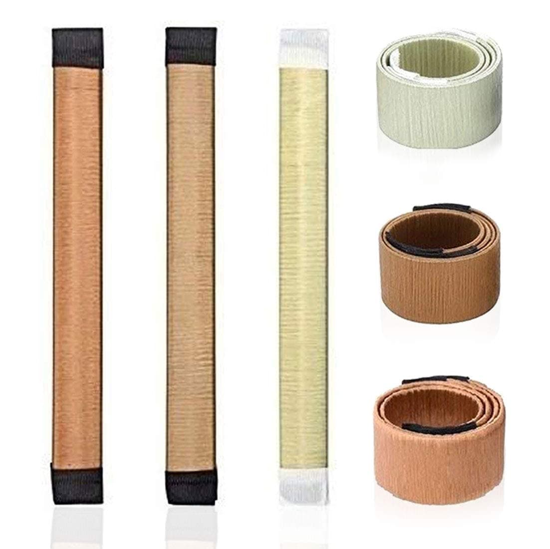 3 Pack Magic Hair Styling Disk Donut Bun Maker Former Foam French Twist Hairstyle Clip Fashion DIY Doughnuts Hair Bun Making Curler Roller Tool, Hair Band Accessory(Coffee, Light Brown, Beige)