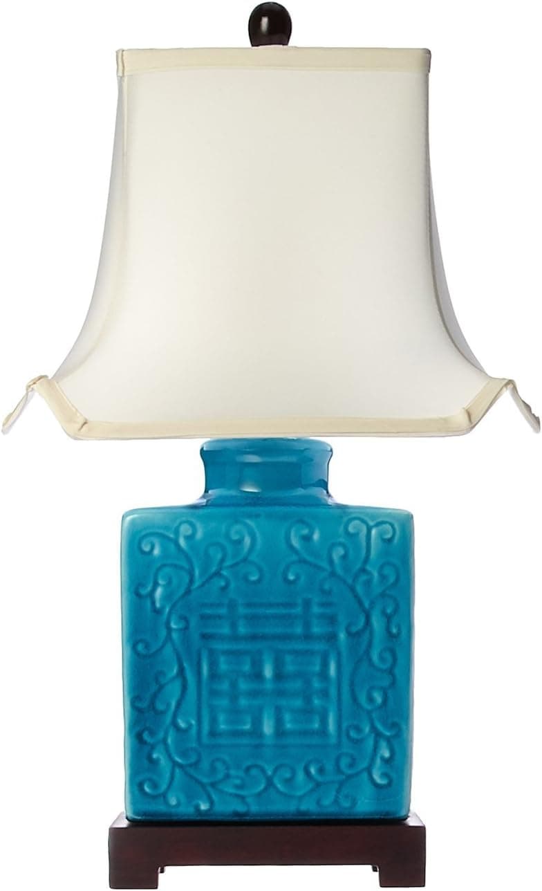 Oriental Furniture 20" Turquoise Porcelain Lamp