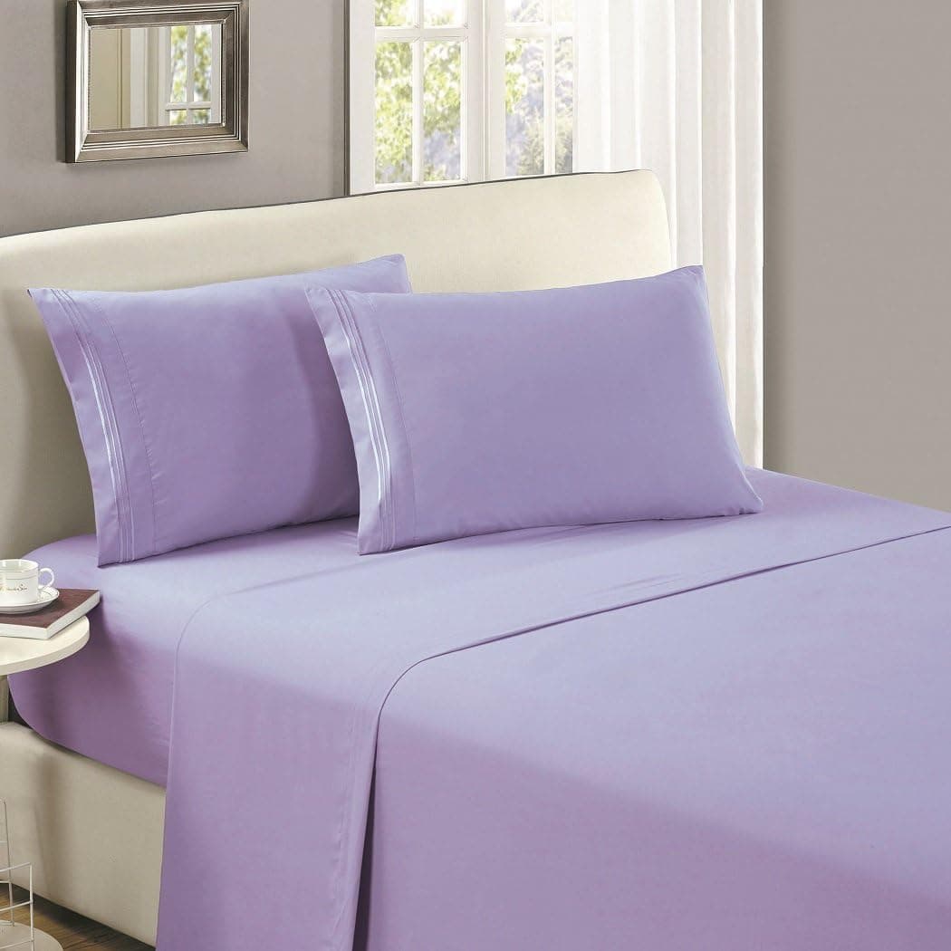 Mellanni Twin XL Size Flat Sheet - Iconic Collection Bedding Sheets - Hotel Luxury, Extra Soft, Cooling Top Sheet - Easy Care - Wrinkle, Fade, Stain Resistant - 1 Flat Sheet Only (Twin XL, Violet)
