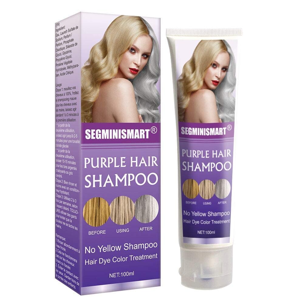 SEGMINISMART Purple Shampoo,No Yellow Shampoo,Silver Shampoo,Keep Hair Ash Gray Eliminate Yellow Anti Brassy Long Lasting Dyed Color Lock for Blonde Hair
