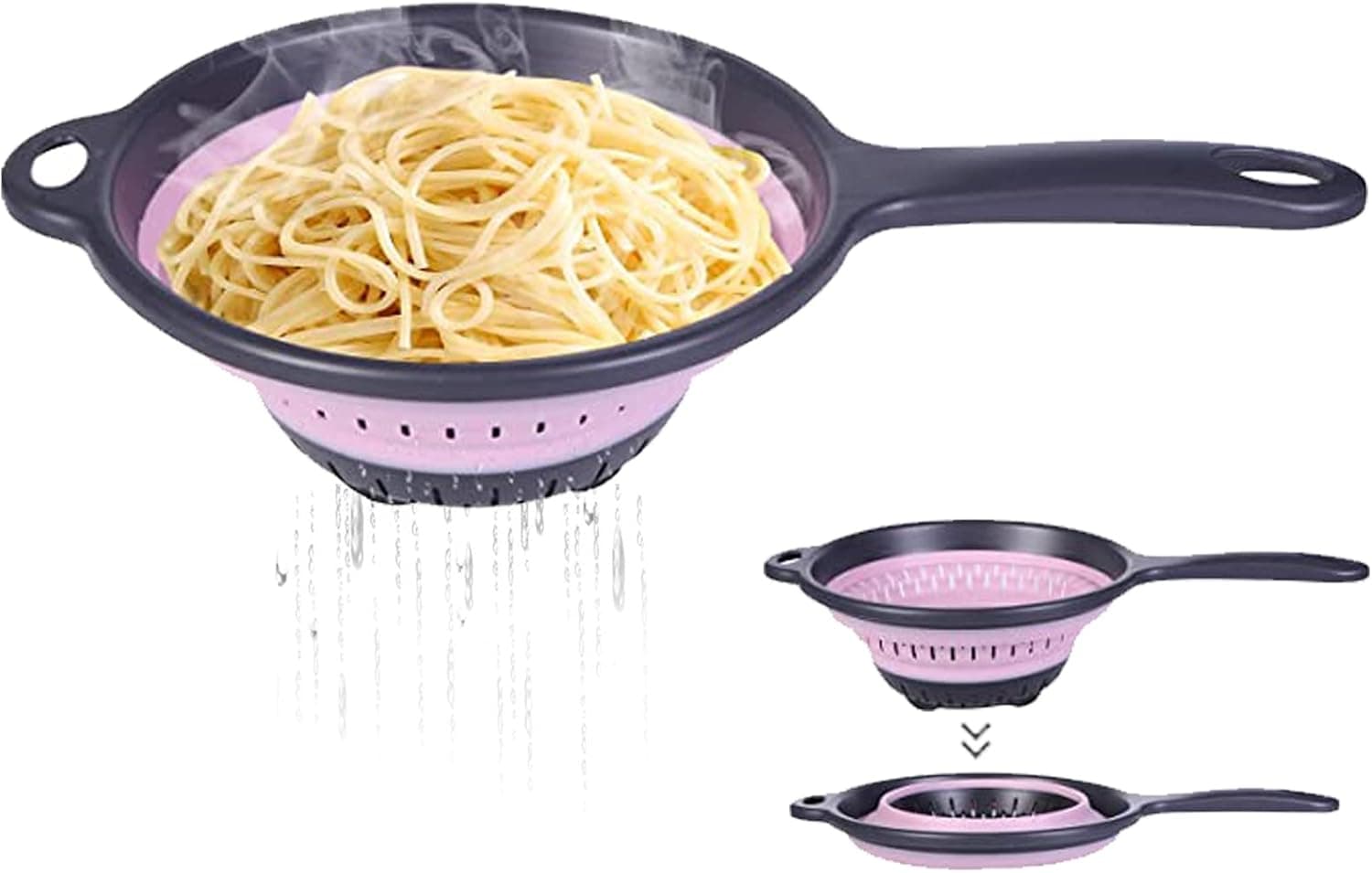 Collapsible Colander Strainer Colander 2 Quart Collapsible Colanders & Food Strainer Over the Sink Colander with Extendable Handles for Draining Pasta/Vegetable/Fruit