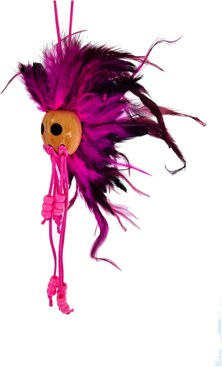 Hawaiian Hand Made Pink and Black Feathers Makini Ikaika Makaki'i Warrior Helmet