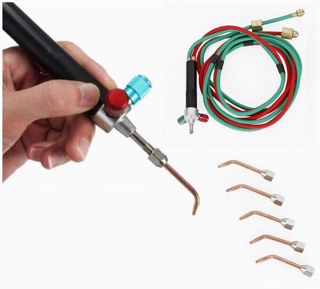 Mini Gas Welding Torch with 5 Tips Precision Oxygen Butane Welding Torch Kit Used In Jewelry Tools and Dental Tools