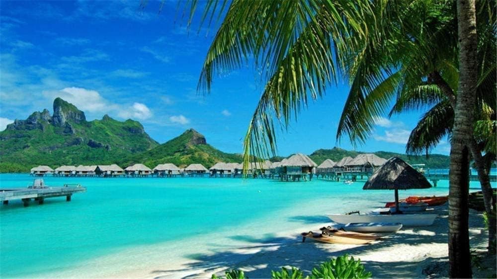 NA Jigsaw Puzzle for Adults 1000 Pieces - Hawaiian Bungalow Seamount Beach - DIY Set Unique Gift Home Decor Adult Children's Educational Toys