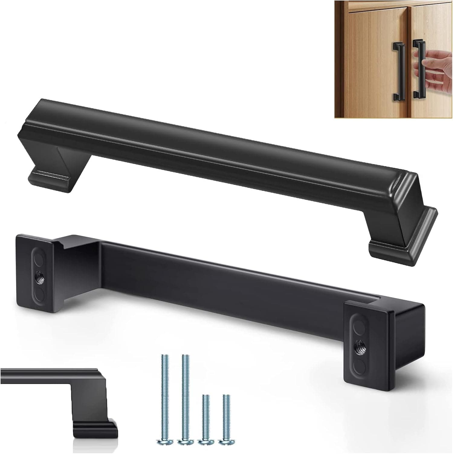 Feeloco 10 Pack Cabinet Handles, Black Cabinet Pulls, Matte Cabinet Pulls - 3.8inch Drawer Pulls/Dresser Pulls-Aluminum Alloy Handles, Kitchen Cabinet Handles