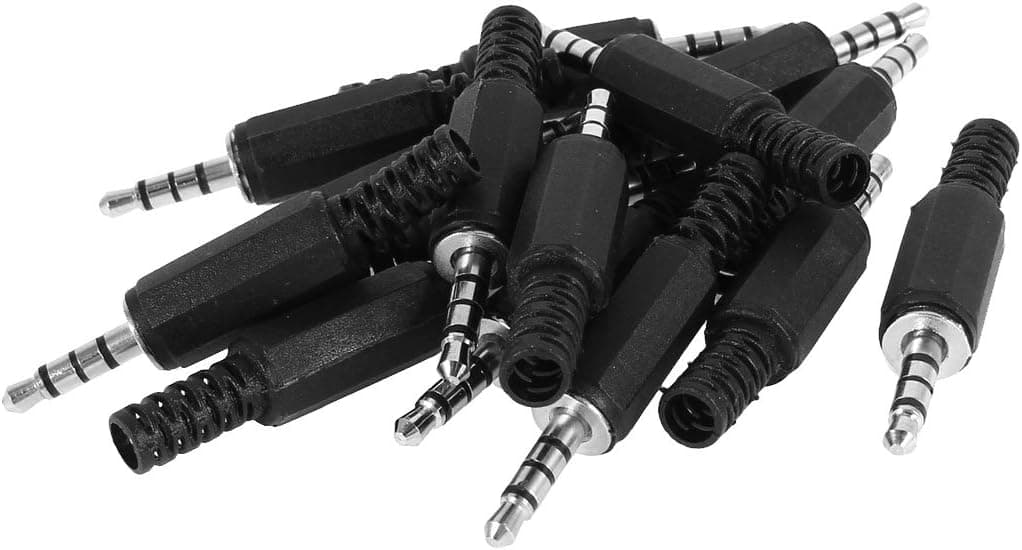uxcell 15pcs DIY 3.5mm Stereo Audio 4 Pole Male Adapter Jack Solder Connector