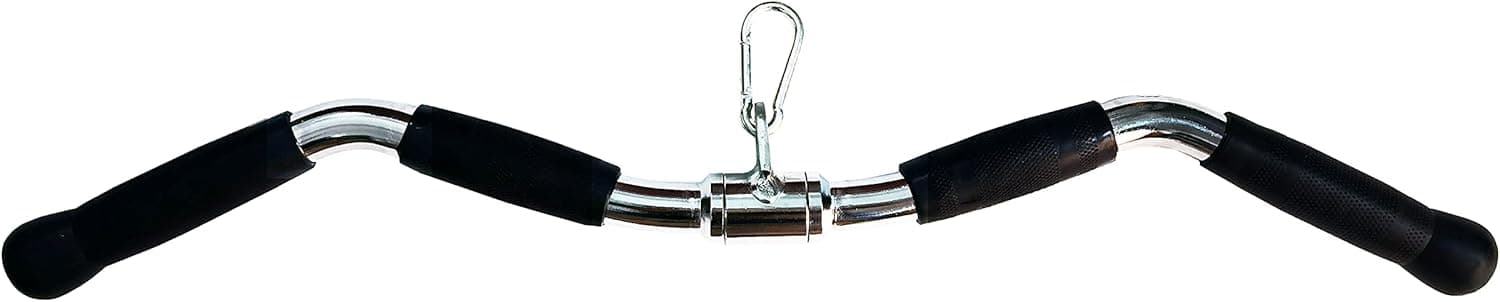yuhqc Lat Bar Cable Machine Attachment Curl Pulldown Bar Barbell Revolving Bar, Multi-Exerciser Cable Attachment Bar, Solid Steel Tricep Press Down Bar with Rubber Handgrips & Revolving Hanger