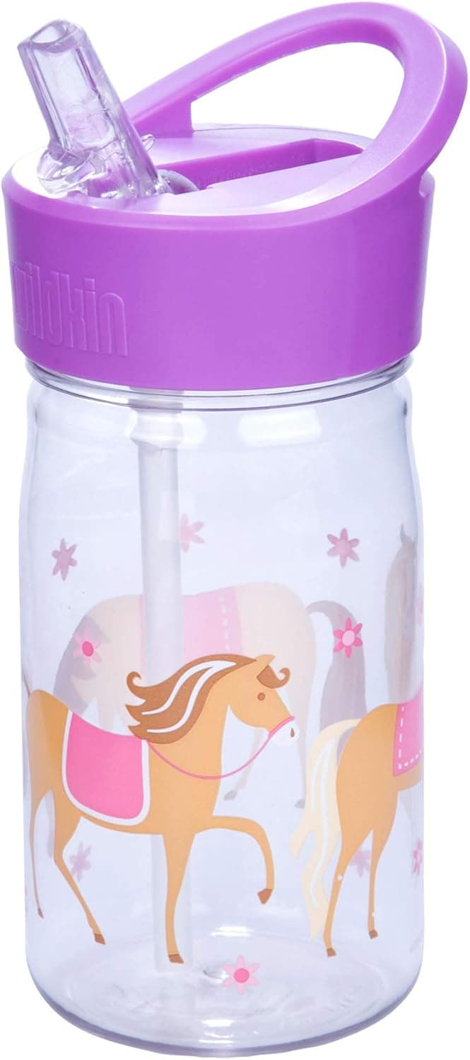 Wildkin Kids Reusable 16 Ounce Water Bottle for Boys and Girls, Features Straw Top and Carrying Handle, Perfect Size for School or Travel, Patterns Coordinate with Our Lunch Boxes and Lunch Bags