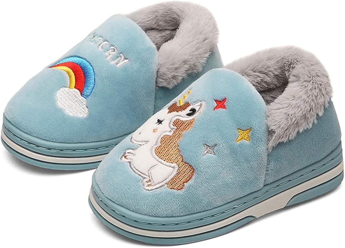 Boys Girls Warm Fluffy House Slippers Toddler Kids Fuzzy Indoor Bedroom Shoes