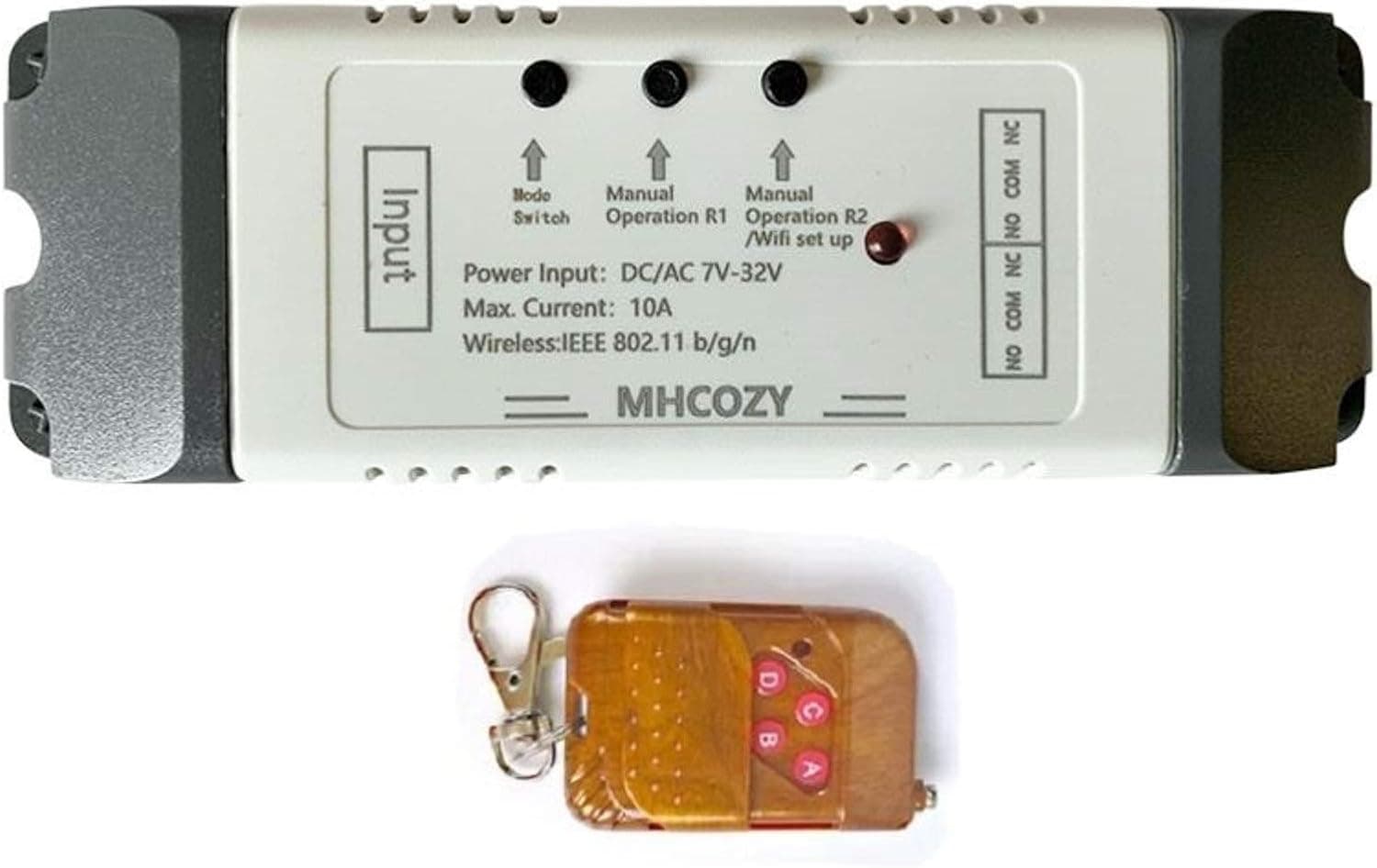 MHCOZY WiFi RF Relay Switch,Set to emulate Both pushbutton with Inching Mode and switches with Self-Locking Mode,WiFi Remote and Voice Control Garage gate Fireplace (ewelink app, 2CH RF)