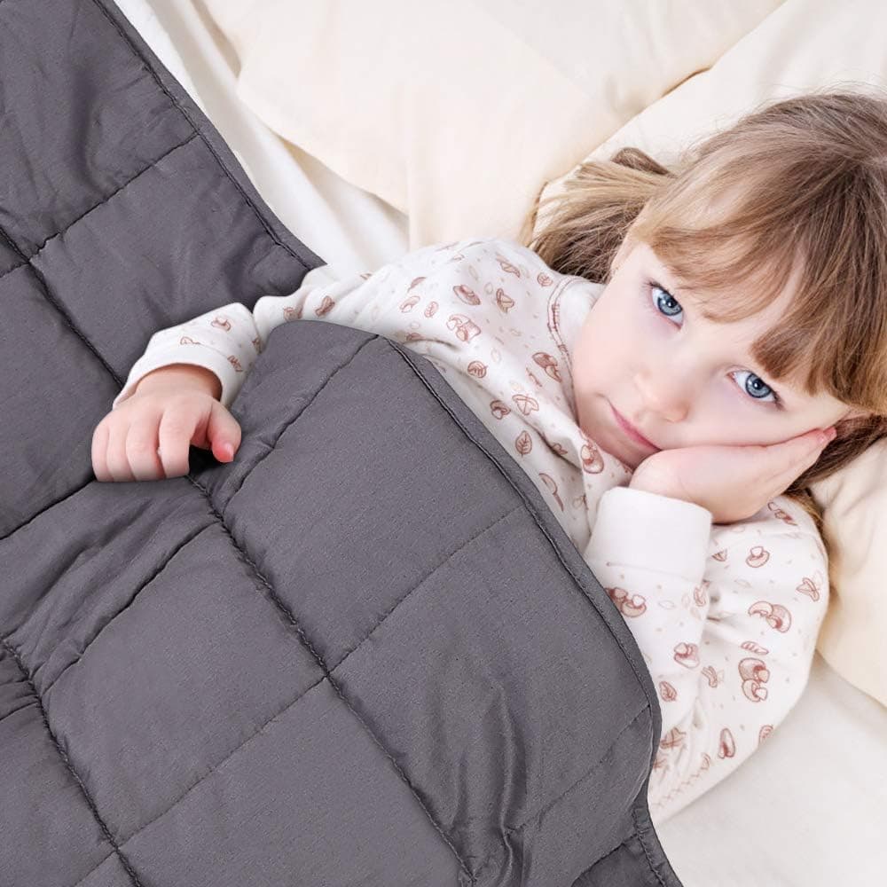 viewstar Weighted Blanket Kids 7lb Weighted Blanket, 7-Layer Quilted Cotton Heavy Blanket with High Density Glass Beads for Sleeping (41"x60" 7Lb, Dark Grey)