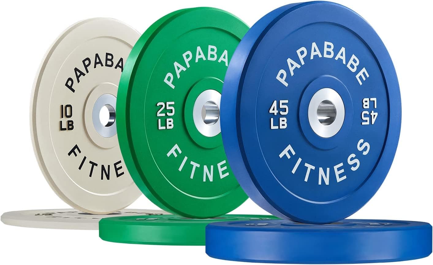 papababe Bumper Plate 2-inch, Color Coded Olympic Bumper Plate with Steel Hub, Bumper Weights Set with High Density Rubber