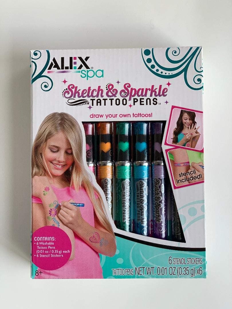 ALEX Spa Sketch & Sparkle Tattoo Pens - Draw Your Own Tattoos!
