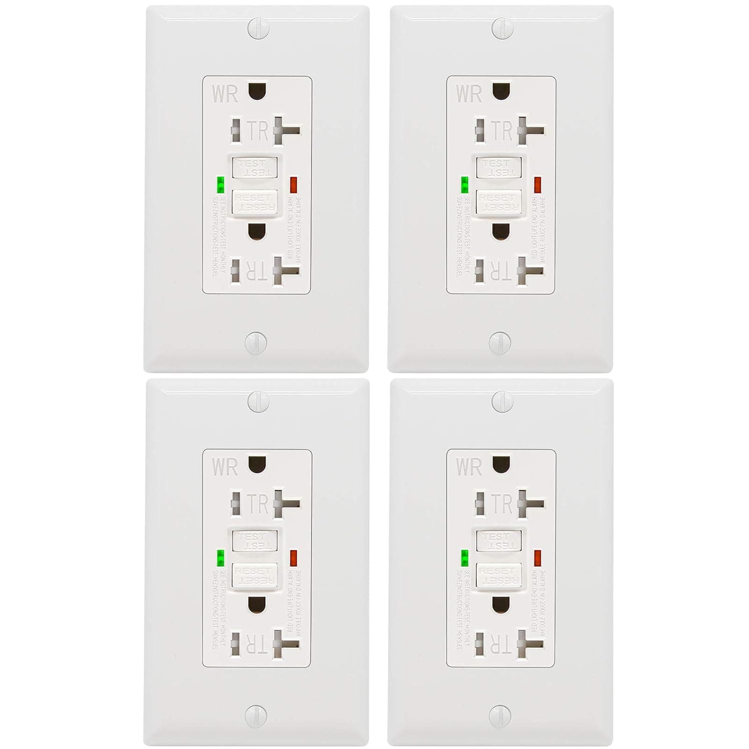 ANKO GFCI Outlet 20 Amp 4 Pack, UL Listed, LED Indicator, Tamper-Resistant, Weather Resistant Receptacle Indoor or Outdoor Use with Decor Wall Plates and Screws