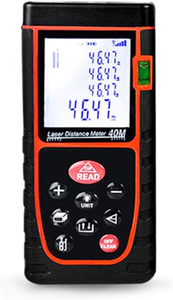 QWORK Professional Laser Distance Measure Rangefinder 131Ft/40M Handheld Laser Distance Meter Laser Measuring Device, Digital Measuring Tool for Distance, Area, Volume Capacity Calculation