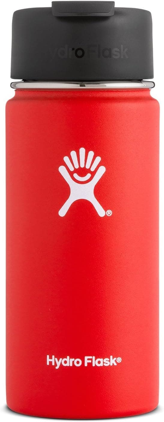 Hydro Flask 16 oz Travel Coffee Flask | Stainless Steel & Vacuum Insulated | Wide Mouth with Hydro Flip Cap | Lava