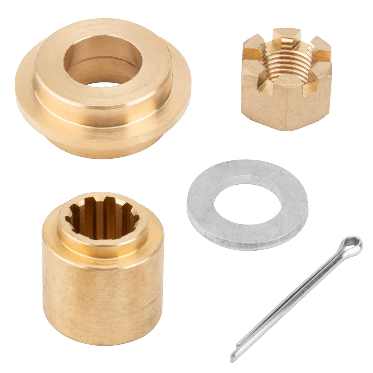 Qiclear Marine Upgrade Propeller Installation Hardware Kits fit 25-30hp Yamaha Outboard Moto Propellers,Thrust Washer/Spacer/Washer/Nut/Cotter Pin Included