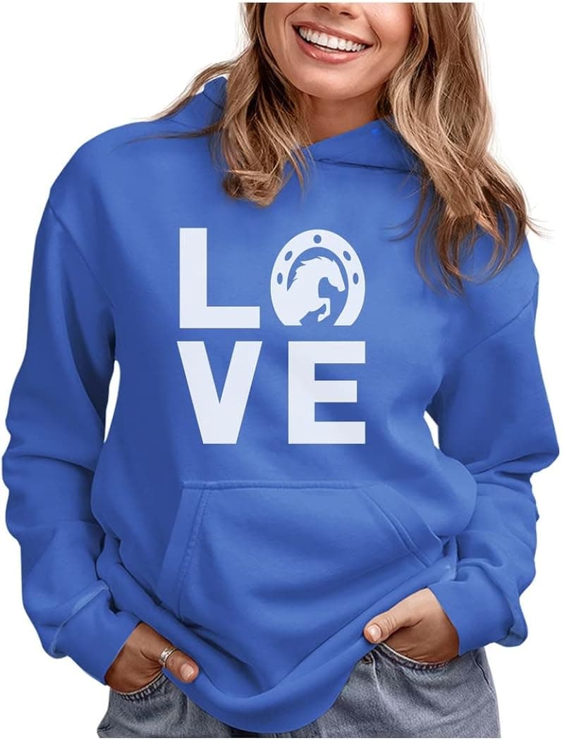 Tstars Horse Gifts Hoodies for Women Teen Girls Equestrian Horses Sweatshirt Hoodie