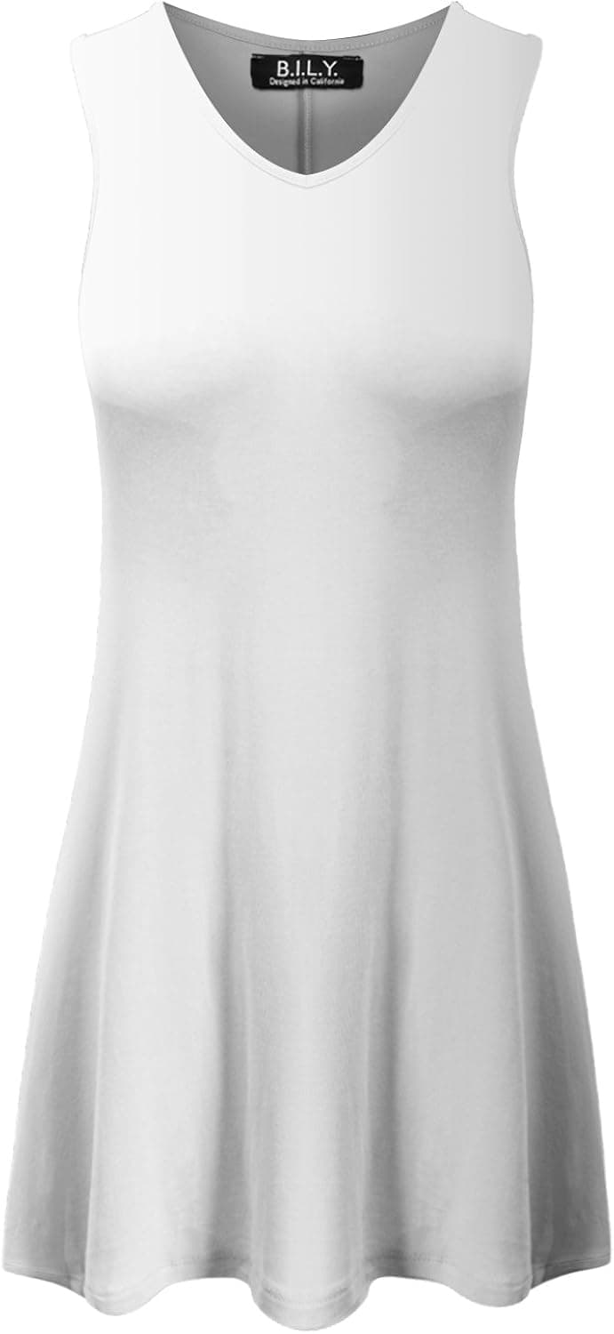 BILY Women's Plus Sleeveless Unique Hem Stylish Tunic Tank Tops for Leggings