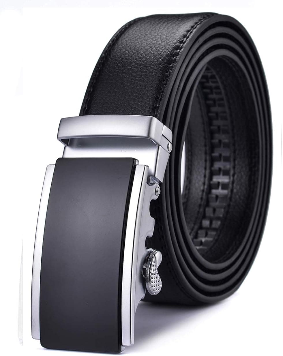 X XHtang Men's Ratchet Belt with Genuine Leather, Slide Belt for men 1 3/8 inches Wide