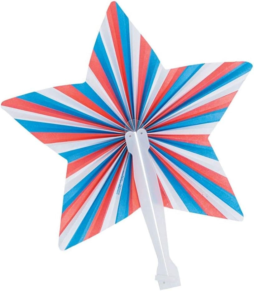 Fun Express Star Folding Hand Fans - 9.5" | Paper - Mulcticolor | Pack of 12