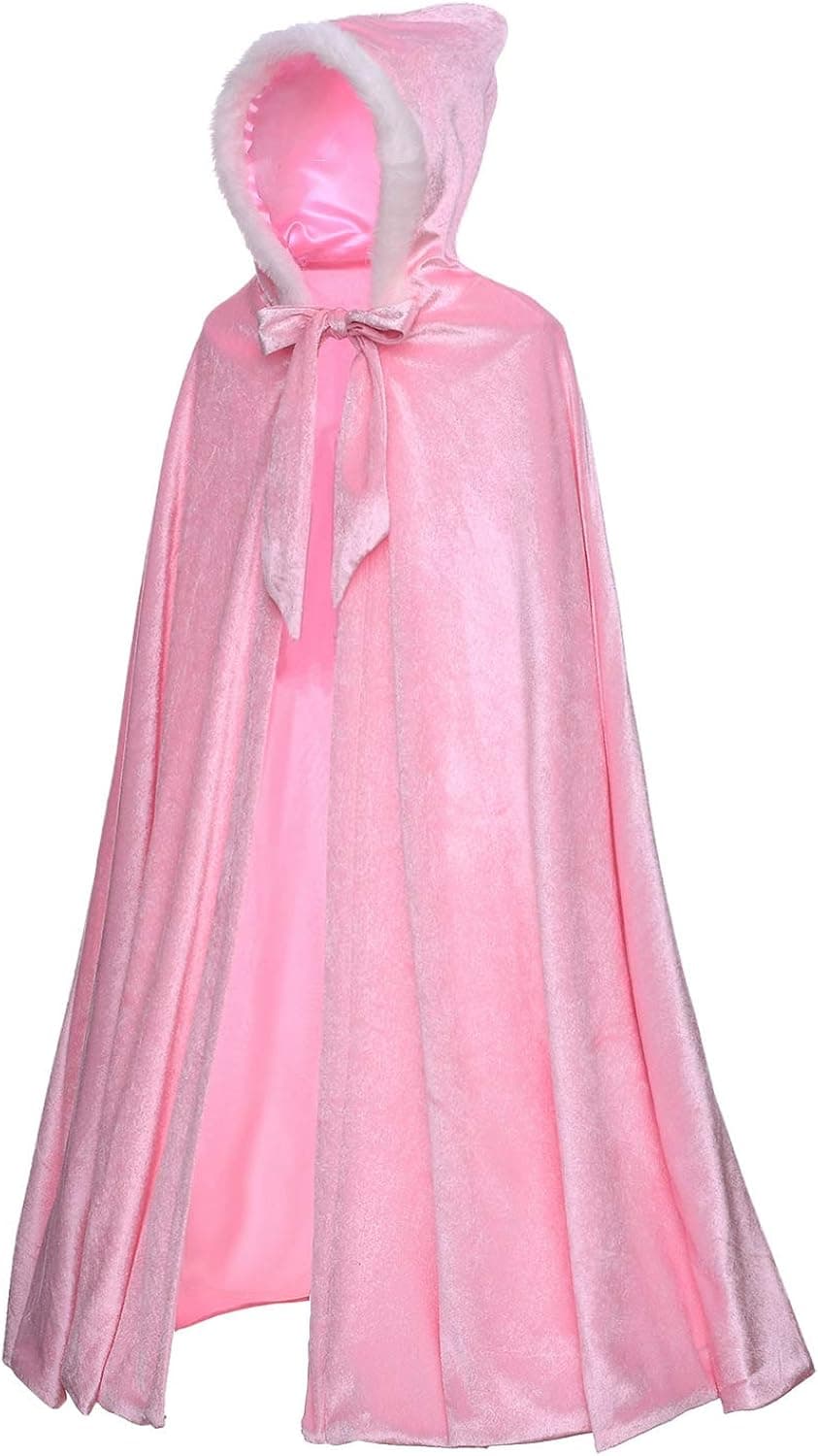 Deluxe Princess Soft Velvet Hooded Long Cape Cloak Costume for Girls Dress Up Party