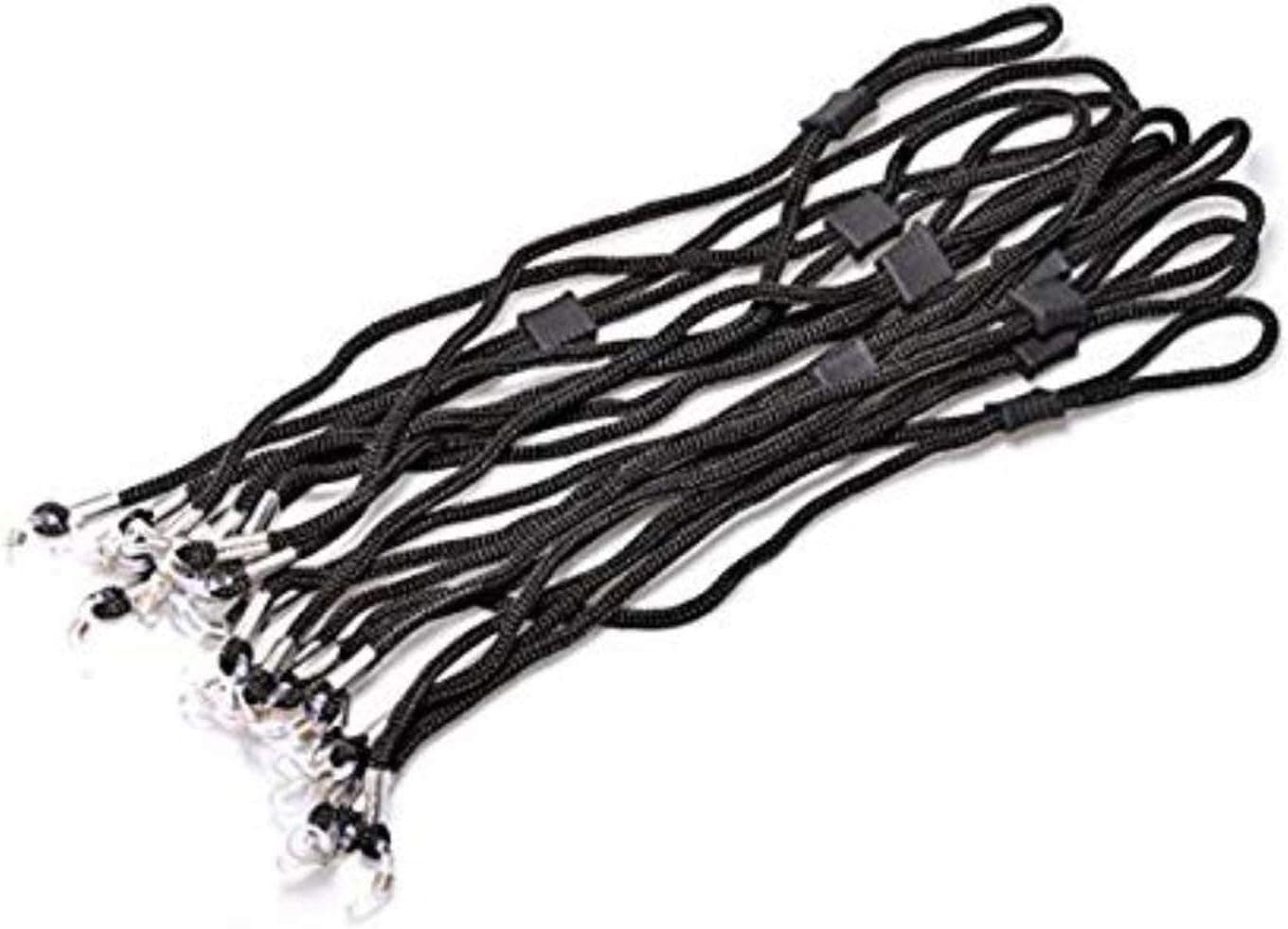 10PCS 60cm/23.6 Black Nylon Braided Adjustable Anti Slip Eyeglass Strap String Cord Reading Sunglass Around Neck Straps Holder Eyewear Lanyard Retainer Rope Glasses Chain for Men Women