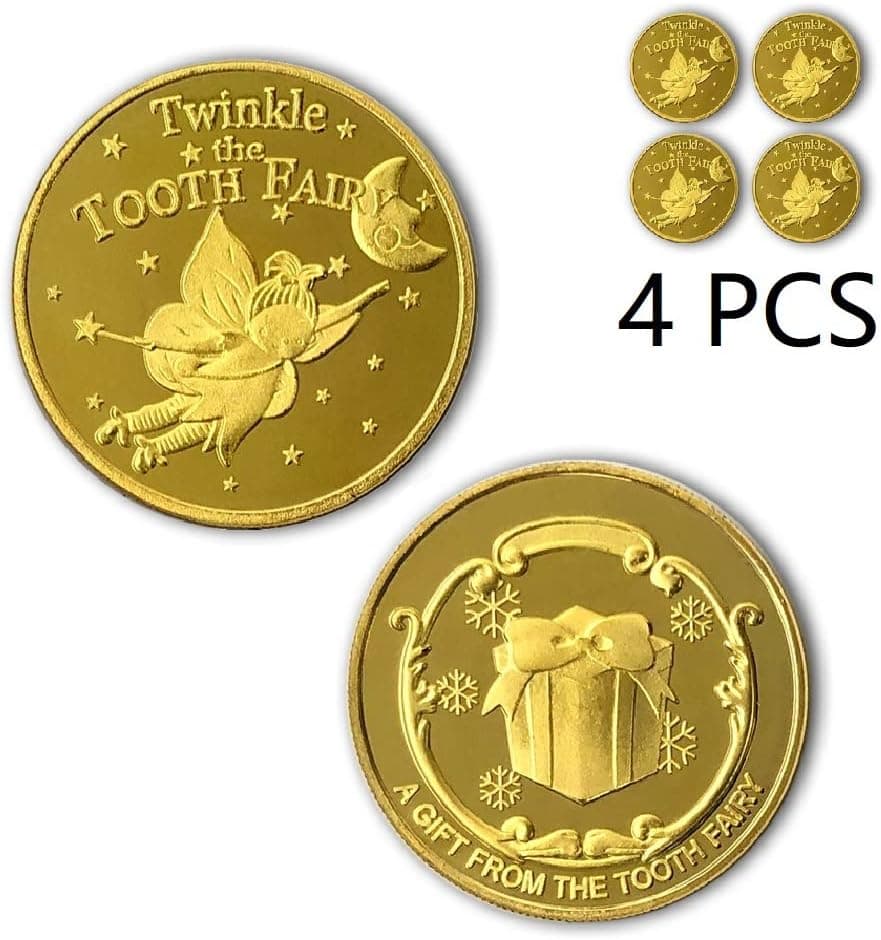 NLR Tooth Fairy Coins [4 pcs] Tooth Fairy Golden Coins Experience for The Lost Tooth Kids …