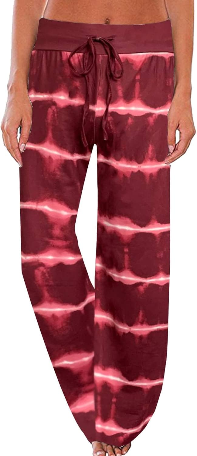 NEWCOSPLAY Women's Comfy Pajama Pants Casual Drawstring Palazzo Lounge Wide Leg Pants