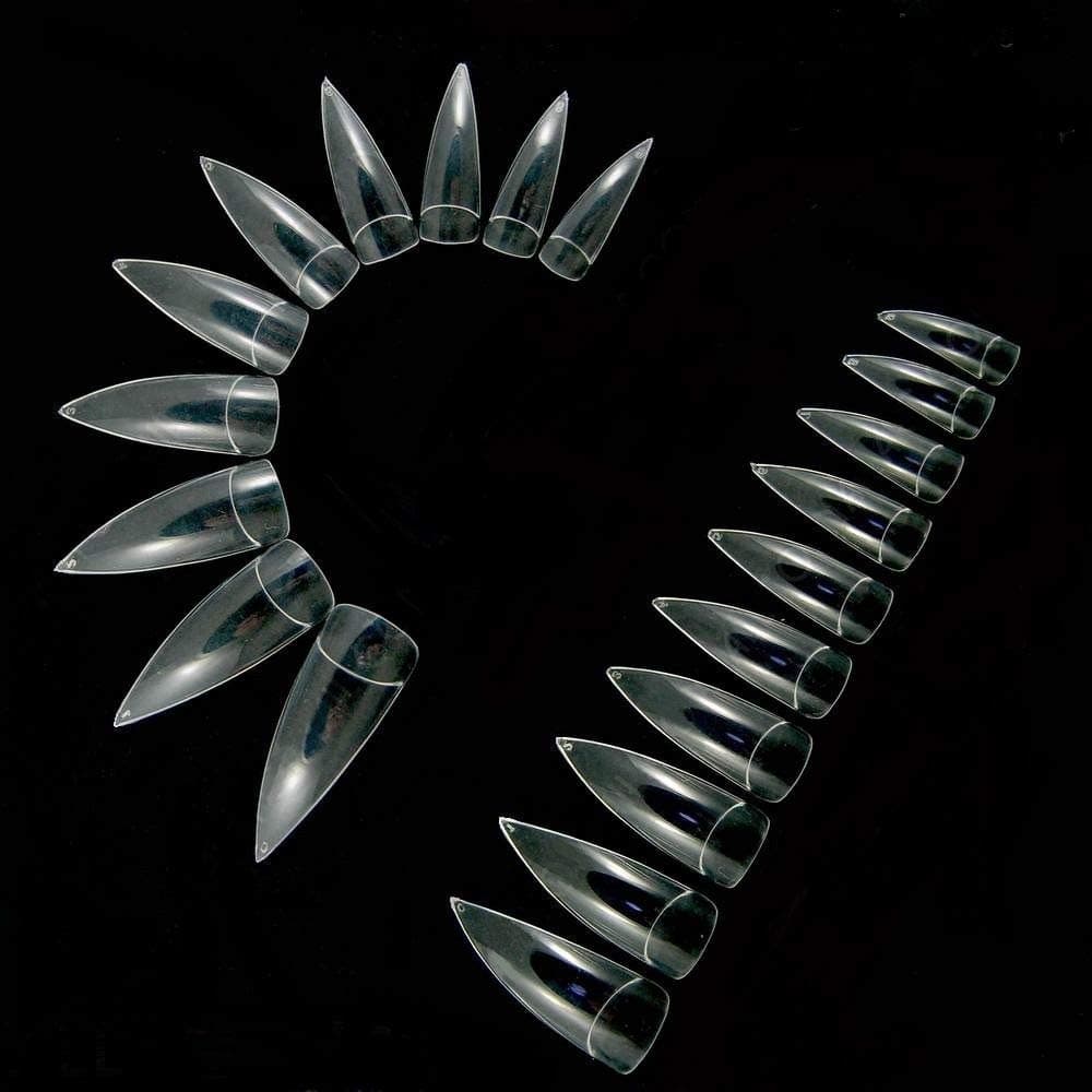 Coffin Nail Tips,100PCS Long Stiletto Nail Tips Press on Nail Tips Acrylic Nails False Nail Tips DIY False Nail Eagle Claw Art Tips Artificial Nails with Case for Nail Salons and DIY Nail Art,Clear