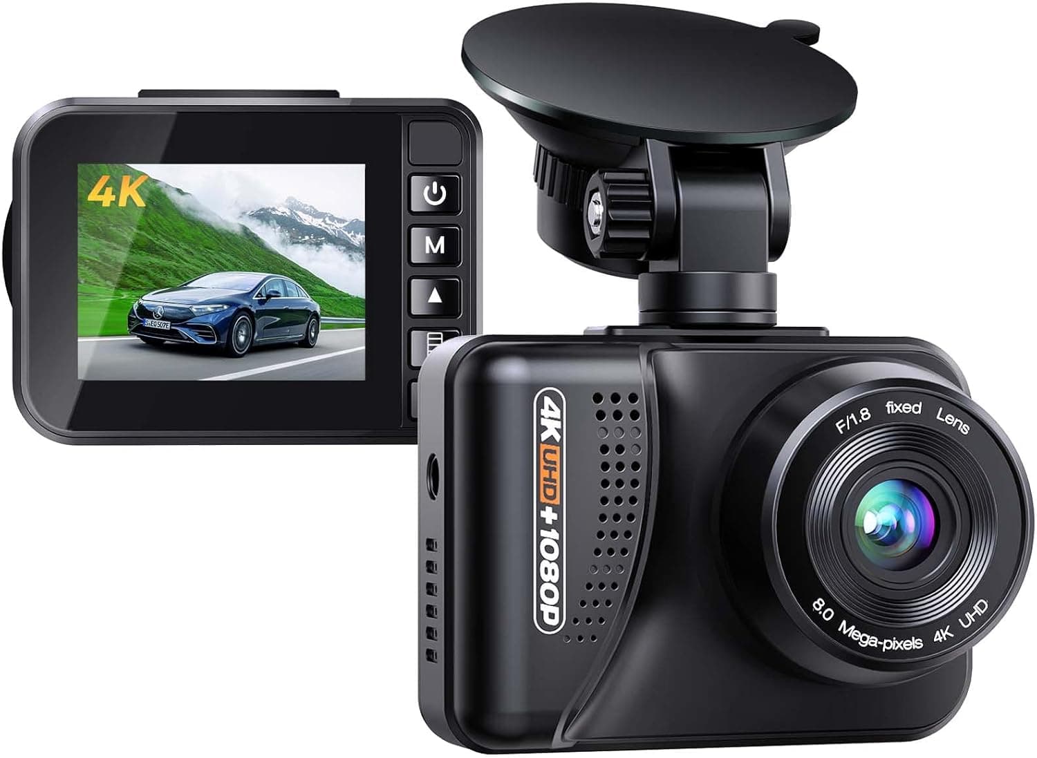 cambase 4K Front and 1080P Rear Dual Dash Camera for Cars,4K Cam Built-in GPS, 170° Wide Angle Dashboard Car Driving Recorder with Super Night Vision,WDR,Loop Recording,Parking Monitor,G-Sensor