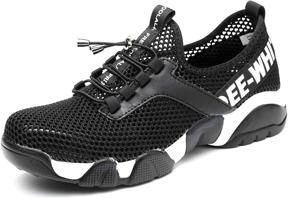 Tongzone Steel Toe Shoes Work Safety Shoes Work Boots Industrial and Construction Puncture Proof Footwear Black