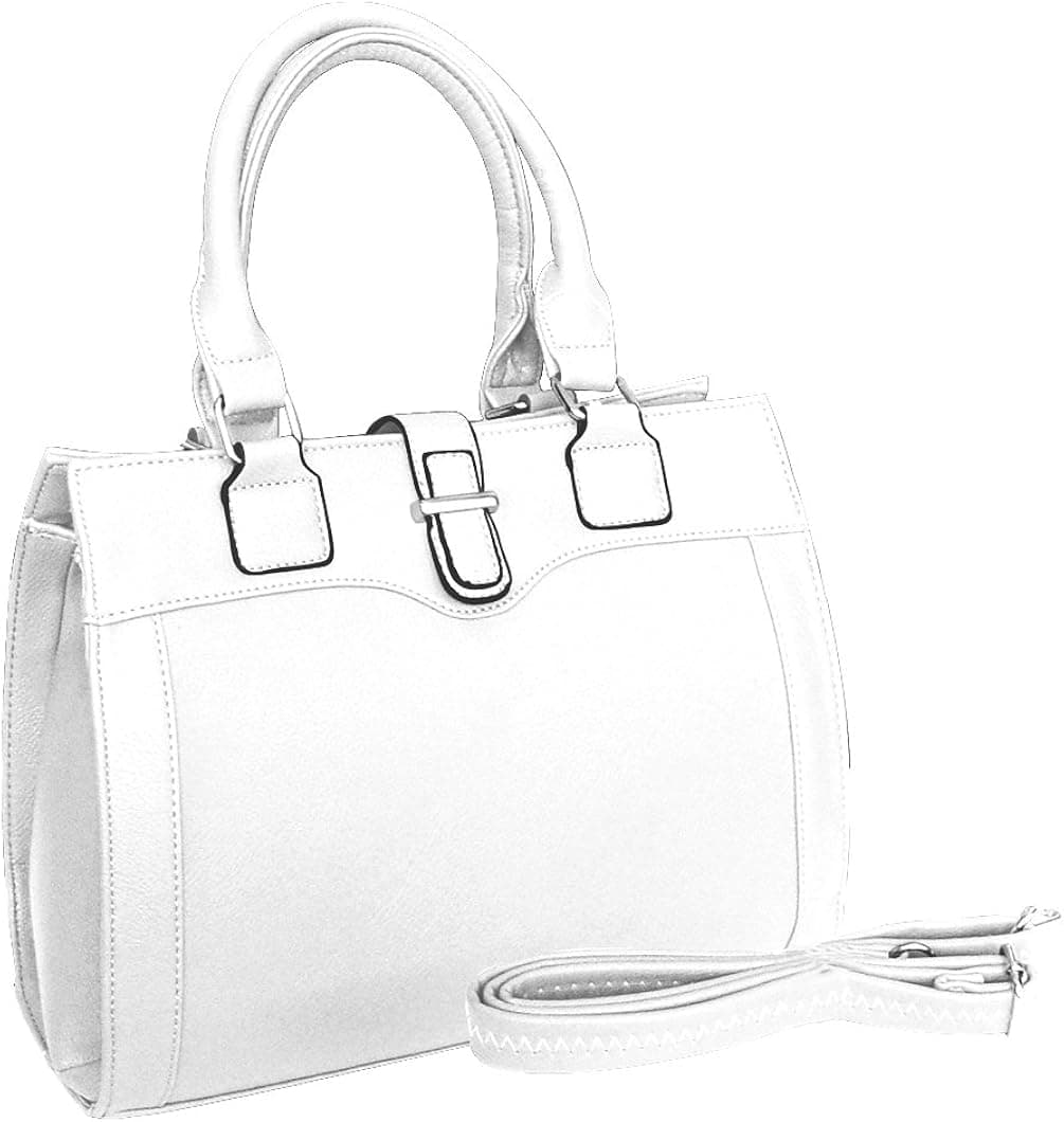 Peach Couture ANGELINA Sleek Stylish Average Sized Tote Zipper Handbag Purse (White)