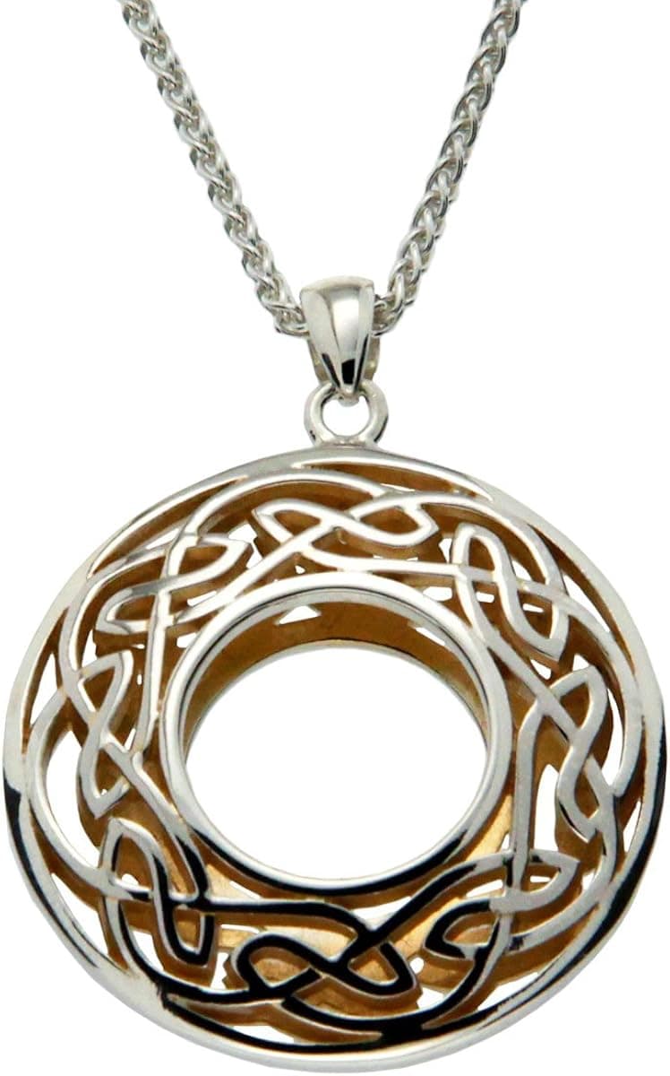 Keith Jack Jewelry Rnd Window to the Soul Pendant Necklace in Sterling Silver 22KY Gilded on Inside PPX3382-18