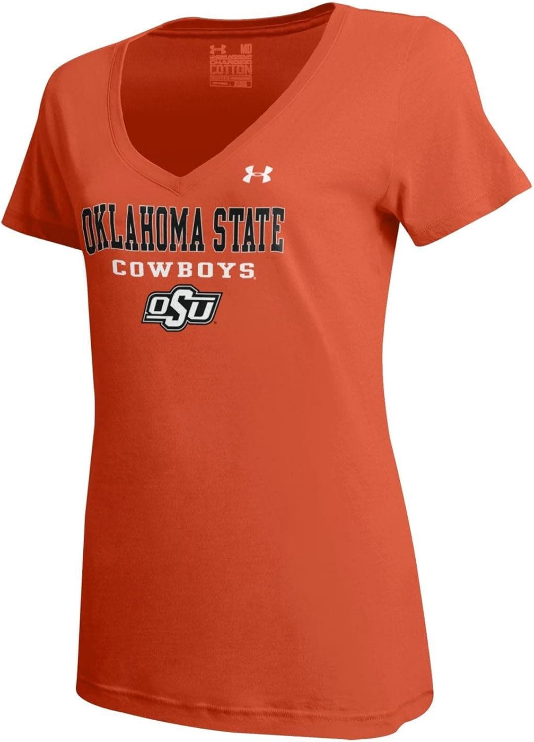 NCAA Oklahoma State Cowboys Women's Short Sleeve Charged Cotton V-Neck Tee, Orange, Small