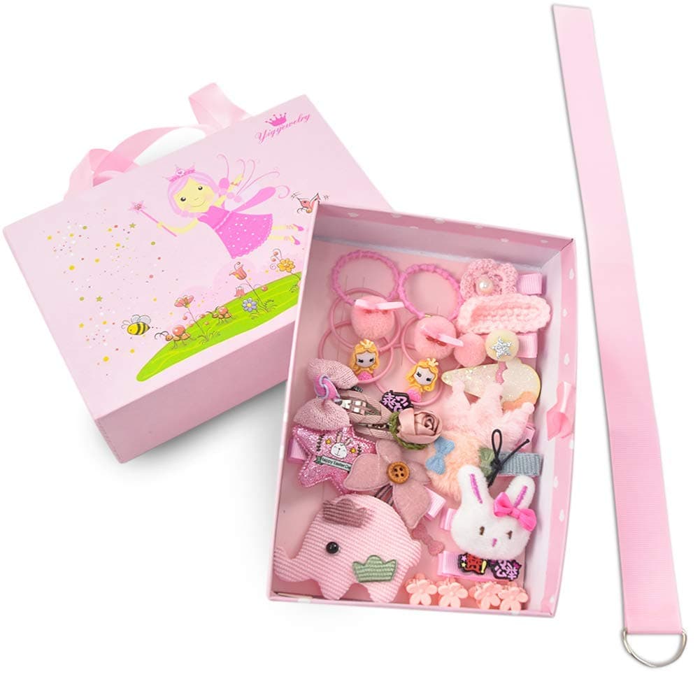 Little Girl Gifts for Age 2 3,Toddler Girl Hair Clips,Mini Hair Clips,Elastic Hair Ties,Cartoon Elephant Rabbit and So on,24PCS