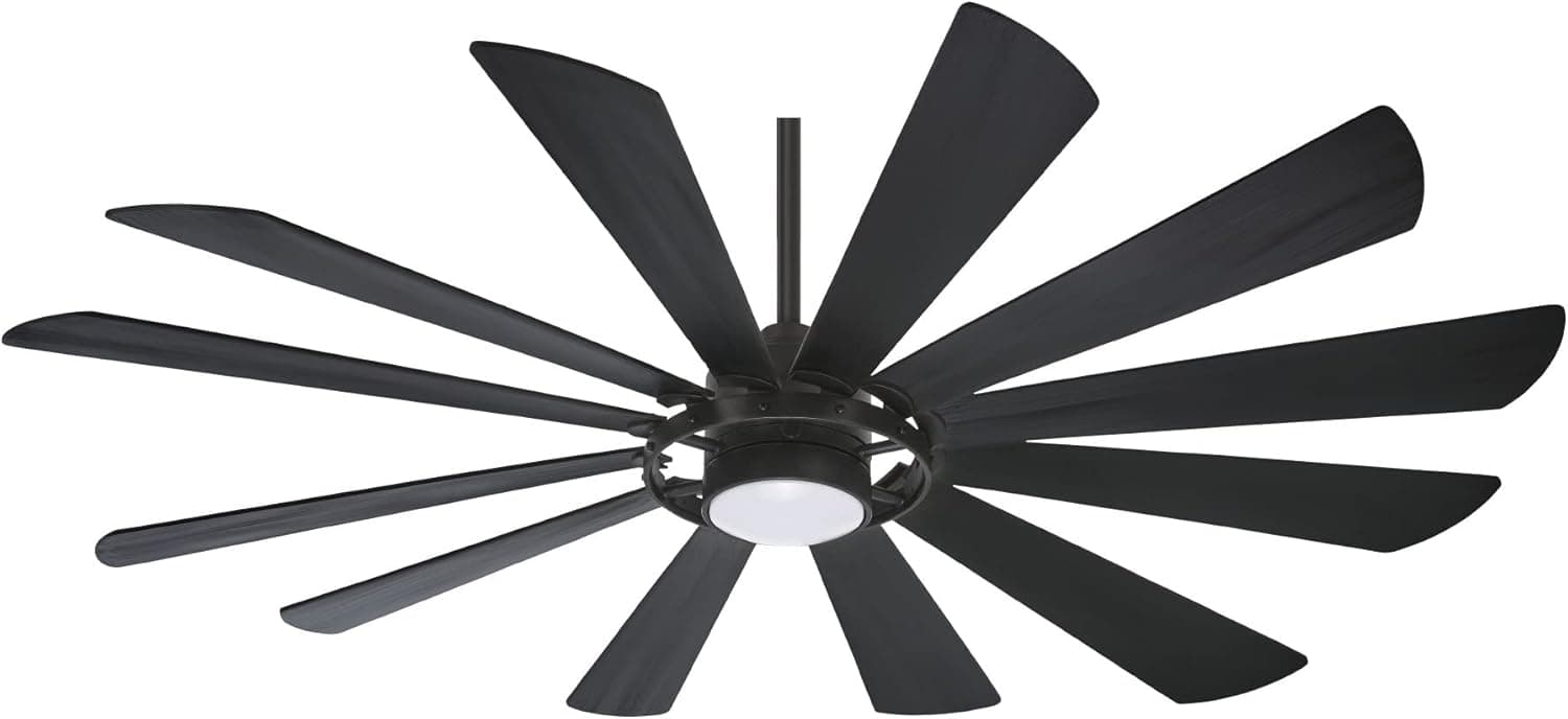 Minka Aire F870L-TCL Windmolen - Smart Ceiling Fan with Light Kit in Contemporary Style - 14.75 inches tall by 65 inches wide, Finish Color: Textured Coal, Blade Color: Textured Coal