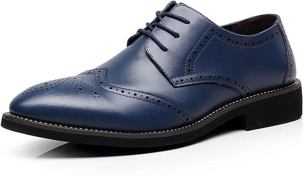 ANUFER Mens Boys British Style Wingtip Brogue Dress Shoes Elegant Pointed-Toe Derbies/Oxfords