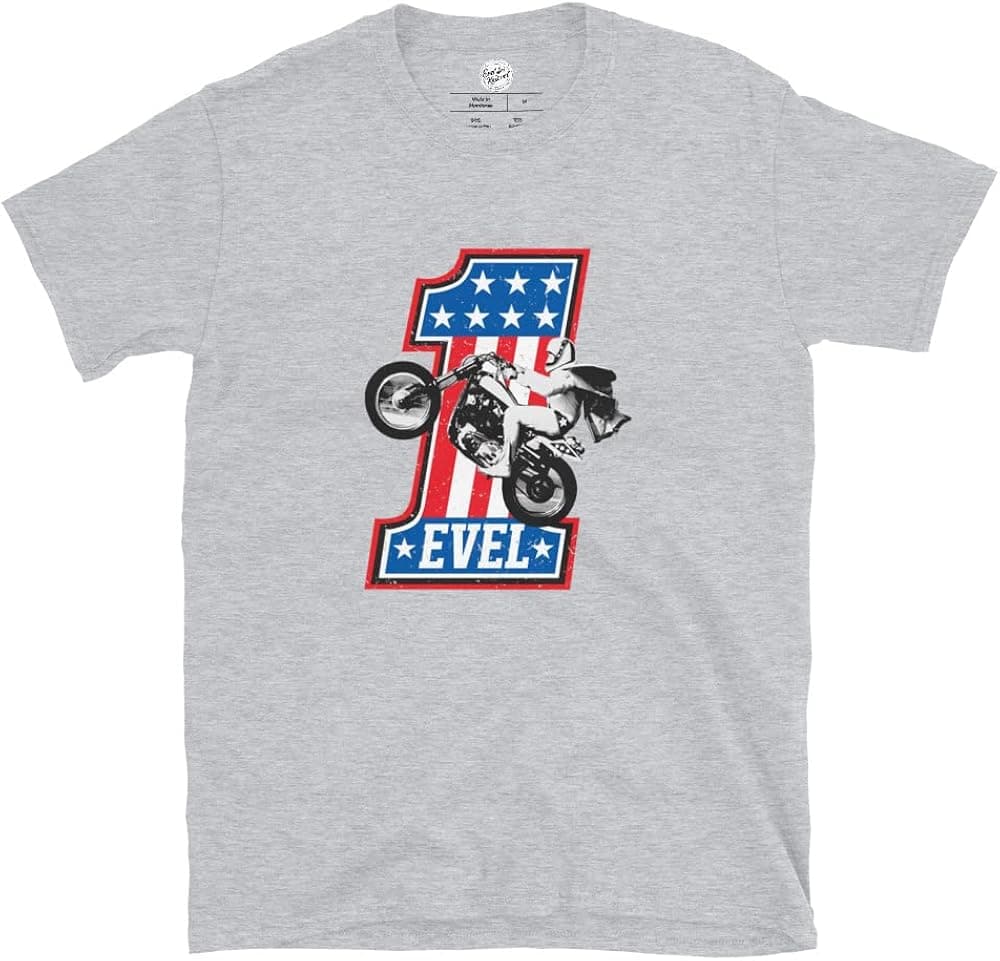 Evel Knievel - Join Our Team #1 Motorcycle Men's Tee in Sports Grey-Available in Sizes Small-3XL