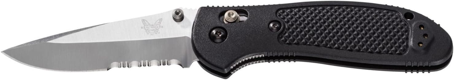 Benchmade Knife 551S Griptillian Pardue Ambidextrous Folding Knife With Manual Knife Sharpener for Plain and Serrated Edge Knife Blades