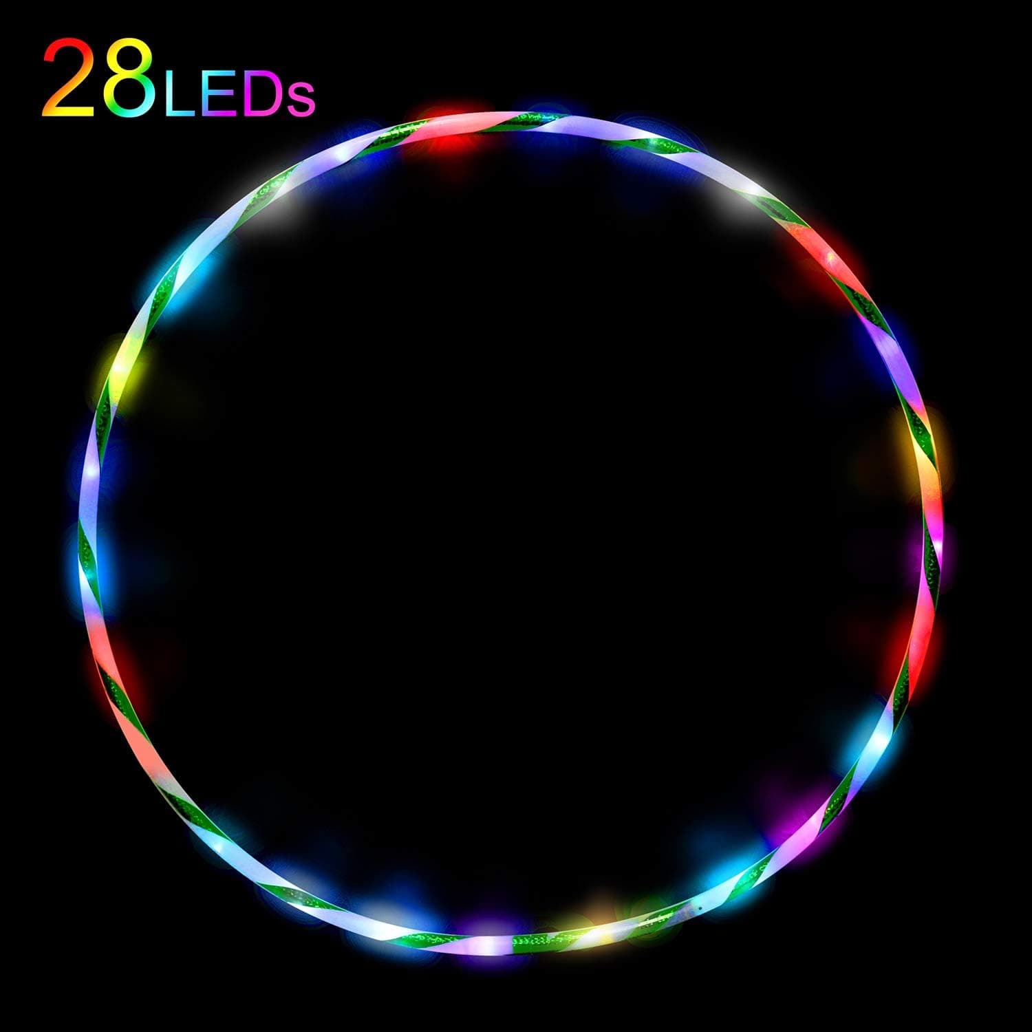 LED Hula Hoop Dance Exercise Light Up Hoola Hoop for Kids Adults Fitness Weight Loss Color Strobing Changing Glow Lights 90cm 36 in 60cm 24 in Hula Hoop(Two AA Battery are Needed. Not included)
