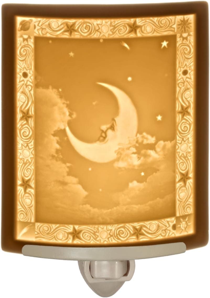 Man in The Moon - Translucent Porcelain Lithophane Night Light